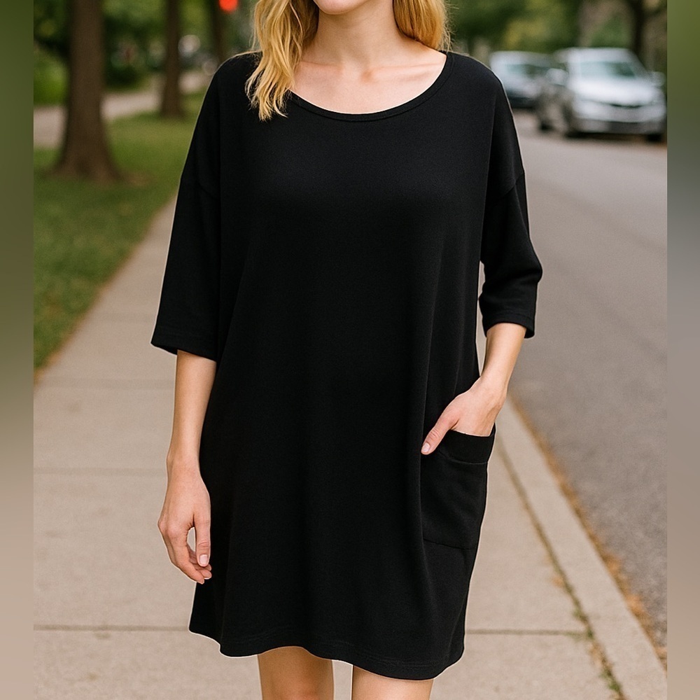 COS Black Slouchy Oversized Dress Pockets Size 6